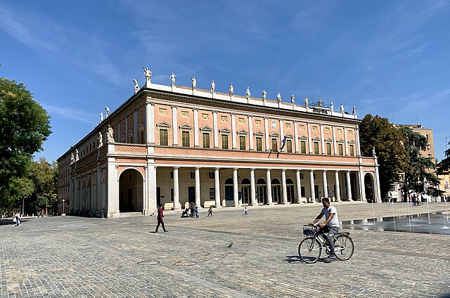 This is a square in Reggio Emilia, Italy.